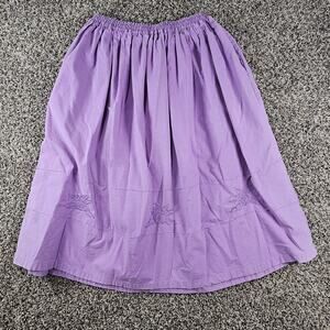 Vtg Carolina Bay Womens Sz M Midi Length  A Line Skirt Light Purple Embroidered